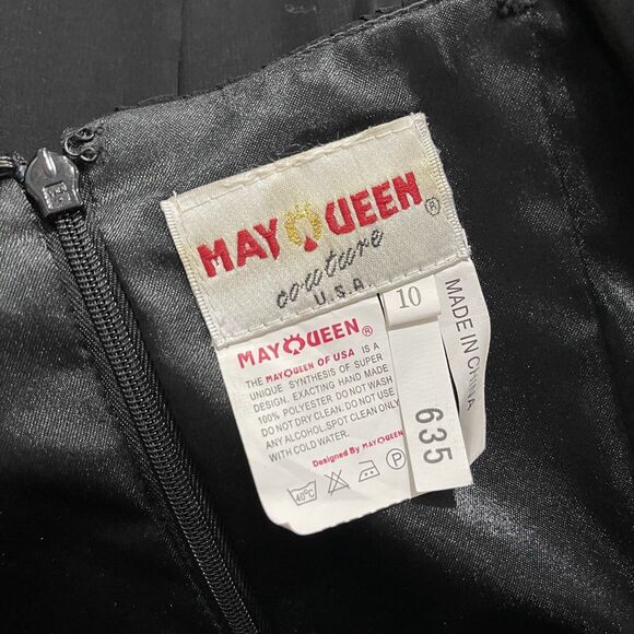 May Queen Couture Black Formal Long Dress 10 Strapless Prom Party Wedding Guest - Picture 15 of 16